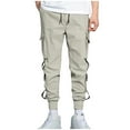 thumbnail image 2 of Chiccall Mens Casual Cargo Pants , Multi-Pockets Fashion Joggers Gym Drawstring Long Pants Streetwear,Great Birthday Christmas Gifts for Dad Boys Men,on Clearance, 2 of 5
