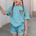 thumbnail image 4 of WRKEKC Summer Outfits for Girls Print Bow Accent Short Sleeve Crew Neck Top Elastic Waist Shorts Set for Kids 3-14 Years, 4 of 6