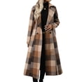 thumbnail image 2 of Female Long Wool Coats Fall Winter Double Breasted Trench Coat Peacoat Grid S, 2 of 10