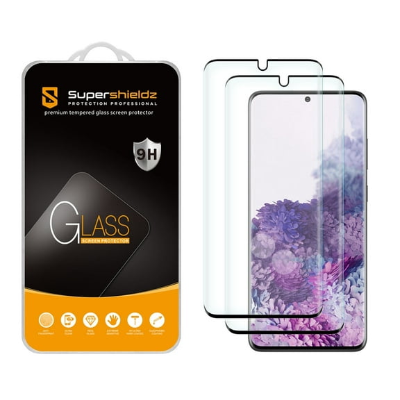 (2 Pack) Supershieldz Designed for Samsung Galaxy (S20 Plus 5G) Tempered Glass Screen Protector, Anti Scratch, Bubble Free (Black)