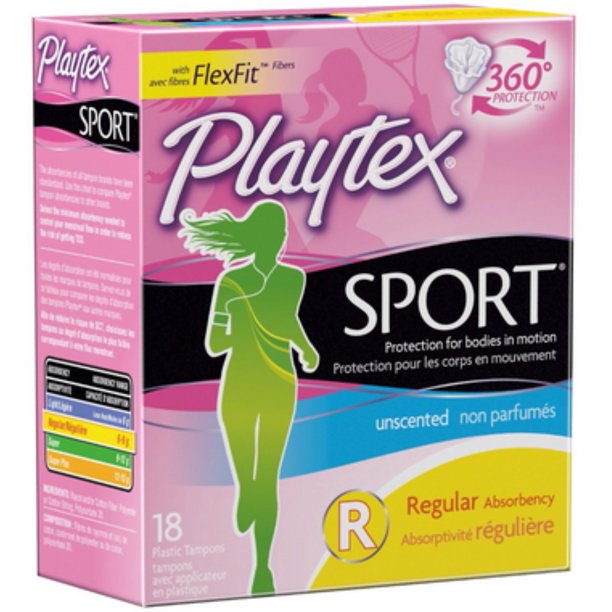 Playtex Sport Tampons Regular Unscented 18 Each (Pack of 3) Walmart