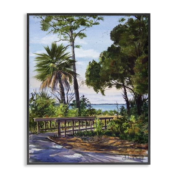 Stupell Industries Tropical Tropical Boardwalk Landscape Black Framed Giclee Art, 16 x 20, by Luke Buck