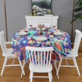 thumbnail image 2 of Round Waterproof Tablecloth 60×60 Inch, Boho Style Reusable Indoor/Outdoor Durable Table Cover for Party Kitchen Dinner Room Decor, 2 of 6