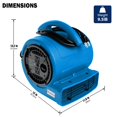 thumbnail image 2 of MOUNTO Mover de aire de 1/5 hp - Ventilador de 800 cfm para alfombras, secado y enfriamiento de pisos - Mover de aire compacto de 3 velocidades con salida doble, cable de alimentación de 10 pies, 2 of 5
