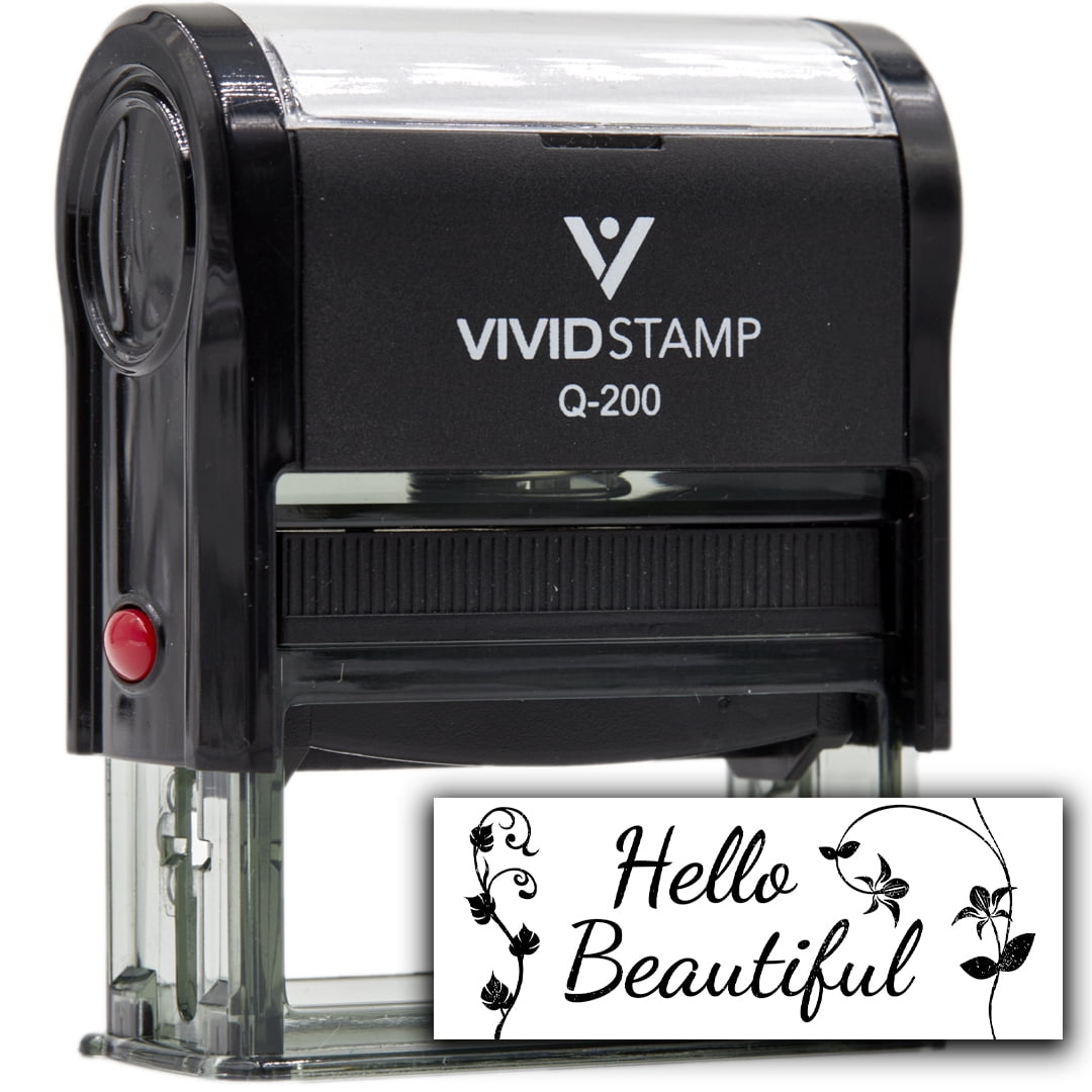 (3 pack) All Quality Hello Beautiful Self-Inking Rubber Stamp | Family & Friends | Novelty Homely Stamps (Black Ink) - Q-300