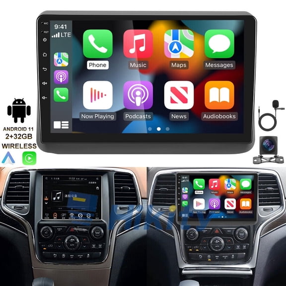 9in Car Stereo 2 32G CarPlay GPS WiFi AHD Cam Fits for Jeep Grand Cherokee 2014-2017