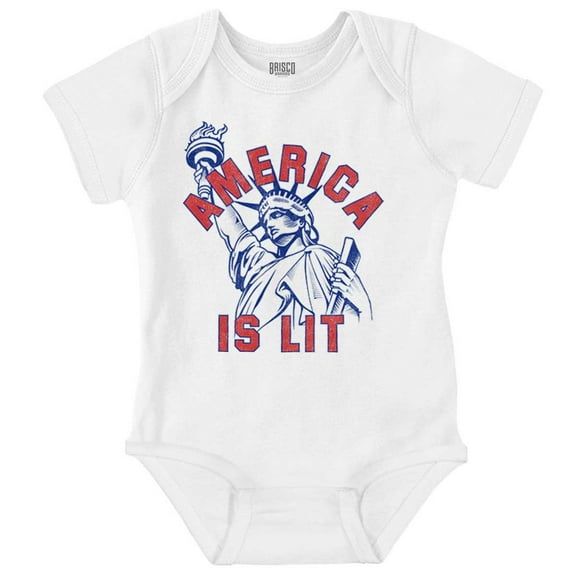 Statue of Liberty America is Lit Joke Romper Boys or Girls Infant Baby Brisco Brands NB