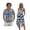 Blue with white hibiscus flowers, variant on Xixirimido Abstract Leaves Blue Print Matching Couple Outfits Men’s Button-down Hawaiian Shirt Women Sleeveless Midi Dress with Pocket Couples Matched Summer Outfits for Beach Vacation, Size 2XL