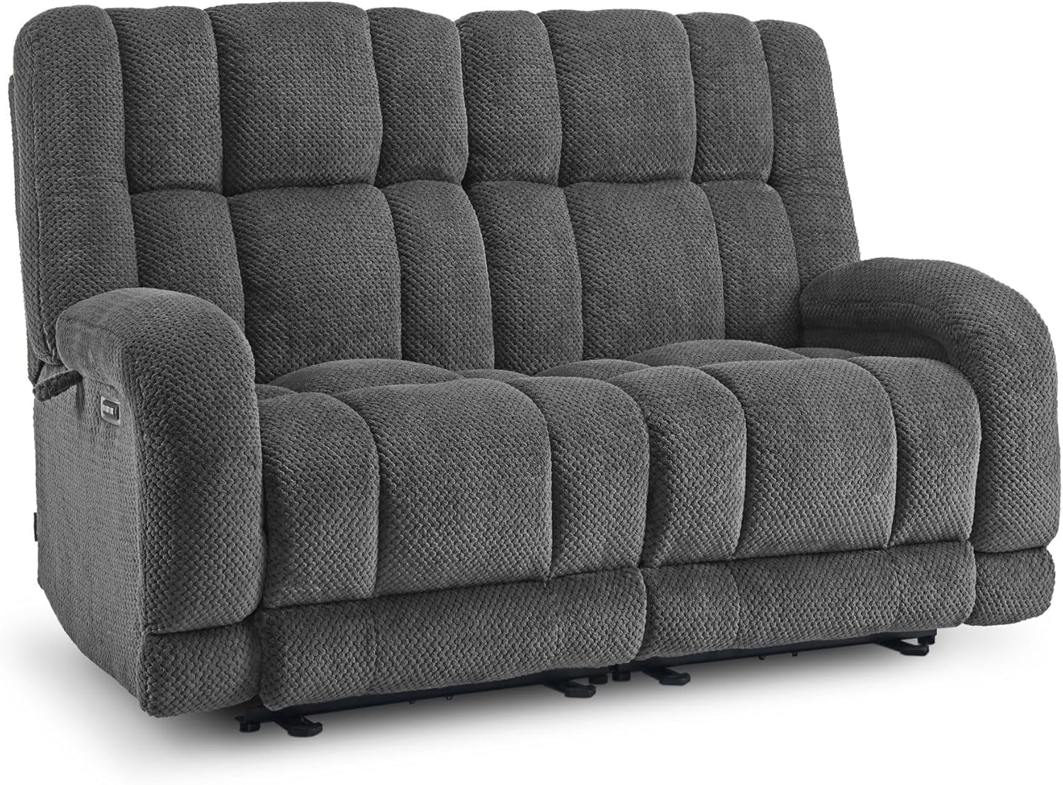 MCombo Power Recliner Loveseat Sofa with Adjustable Headrest, Heat and Vibration, 64.6" Fabric Electric Reclining Loveseat with USB Charge Ports for Living Room 6855
