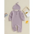 thumbnail image 2 of Bagilaanoe Newborn Baby Girl Boys Fall Jumpsuit Long Sleeve Bodysuit + Hat 3M 6M 9M 12M 18M 24M Infant Fall One Piece Romper, 2 of 9