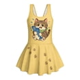 thumbnail image 4 of COEQINE Girls Swimsuit for Swimming, One Piece with Full Coverage Skirt & Built-in Brief, Stretchy Scoop Neck Swim Dress, Fixed Wide Straps, for Kids 3-4 Years, Cat Fish Paw Yellow, 4 of 8