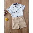 thumbnail image 2 of Coduop Kids Baby Boys Clothes Seagull Print Button Short-Sleeved Shirt Tops Casual Breeches Outfits, 2 of 7