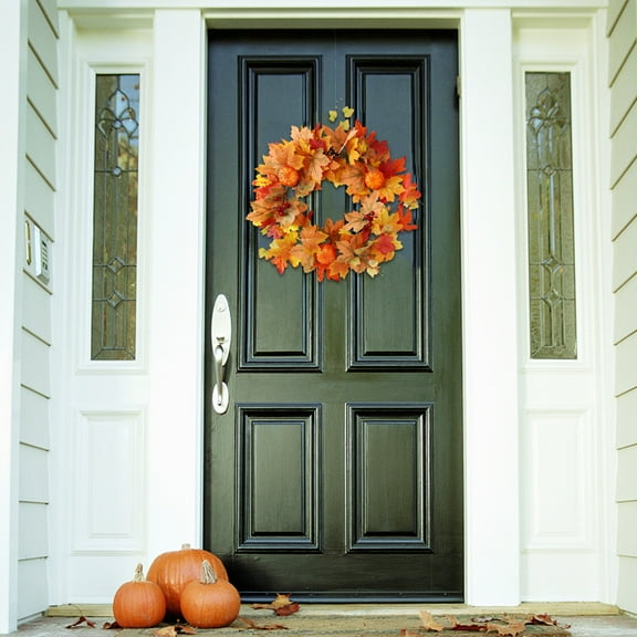 Ytppwn Fall Wreath-Fall Decor Fall Wreaths for Front Door, 20 Inch Handcraft Autumn Wreath with Full Harvest Pumpkins Maple Leaves, Fall Wreath Outside Indoor Decorations Thanksgiving Decor