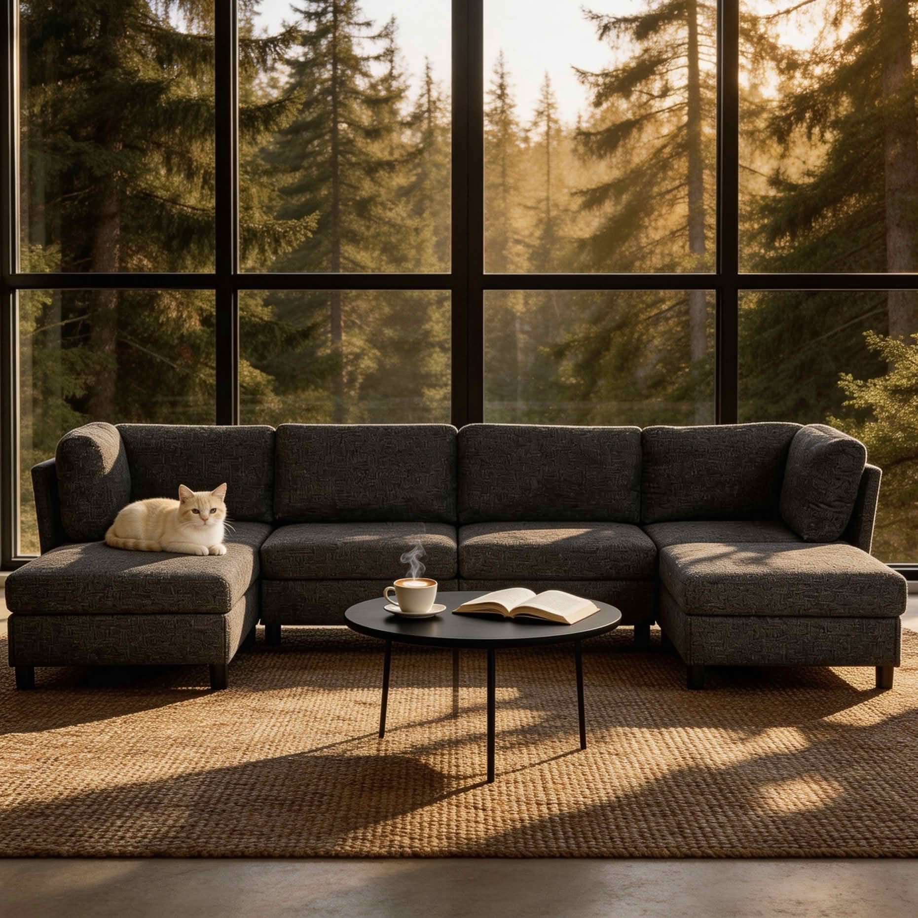 MAYEERTY 124 Inch Modular Corner Sectional Sofa, Freely Reconfigurable Modern Couch with Convertible Ottoman for Living Room