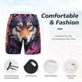 thumbnail image 2 of Kdxio Colorful Wolf Head A Print Men's Swim Trunks with Compression Liner 7 Inch Inseam Quick Dry Swim Shorts, 2 of 5