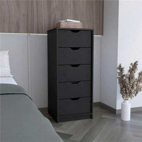 42.44 x 17.72 x 16.26 in. Black Charcoal Manufactured Wood Five Drawers Tall & Narrow Dresser