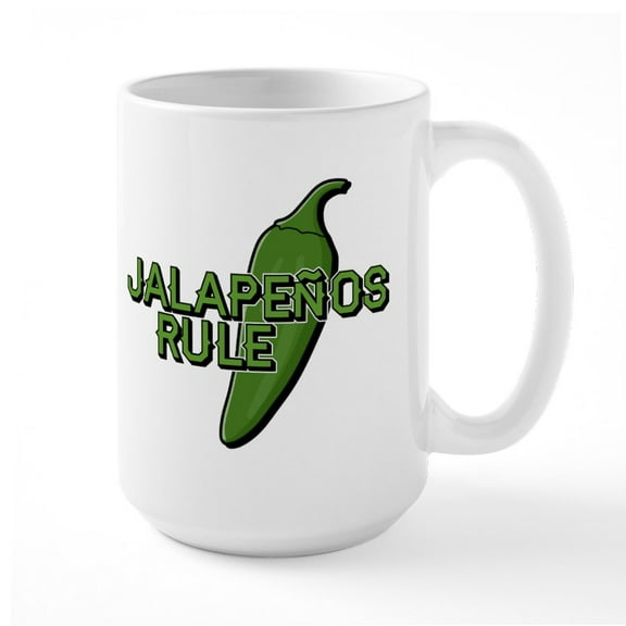 CafePress - Jalapenos Rule Mugs - 15 oz Ceramic Large White Novelty Mug