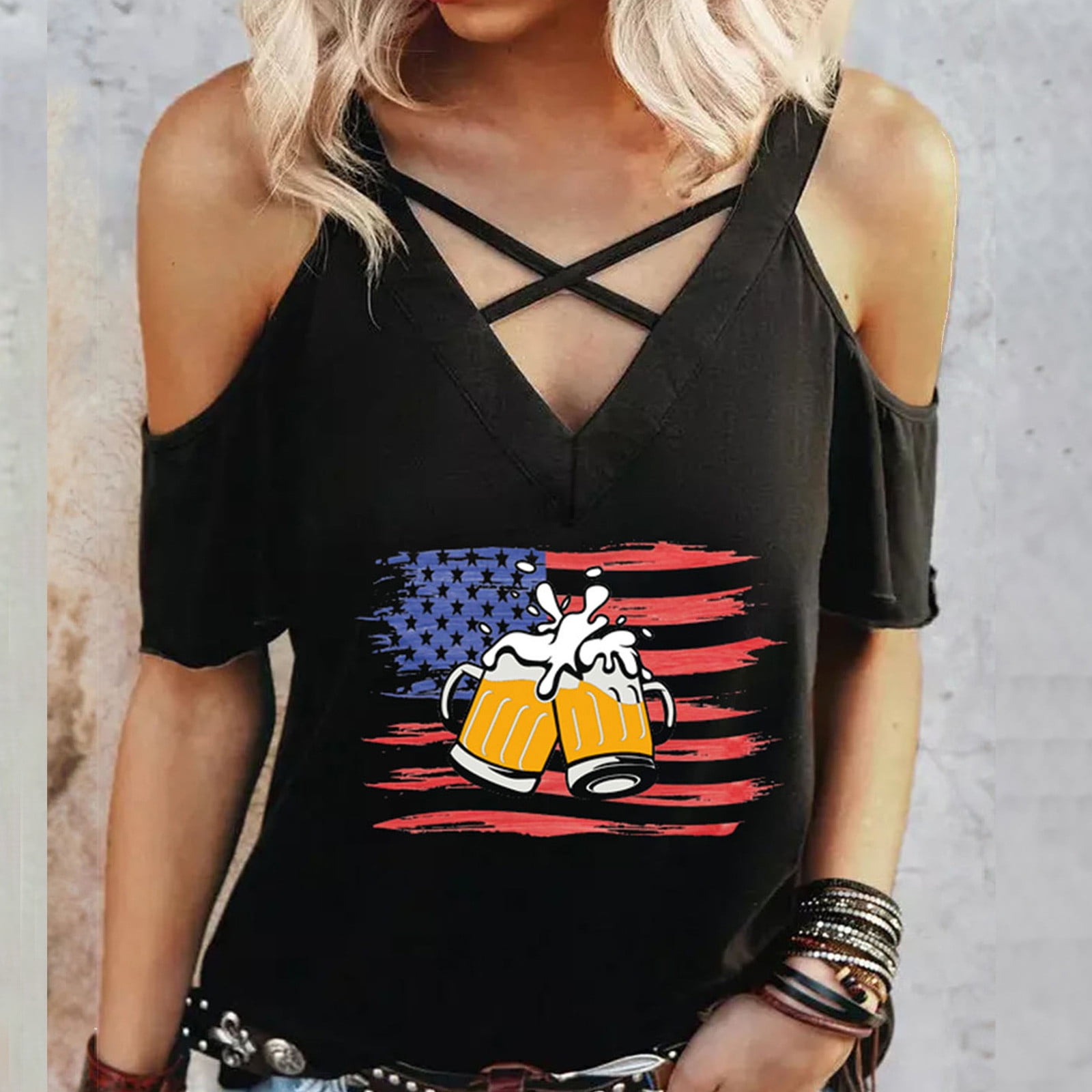 Shoulder Sling Cold Shoulder T-Shirt 