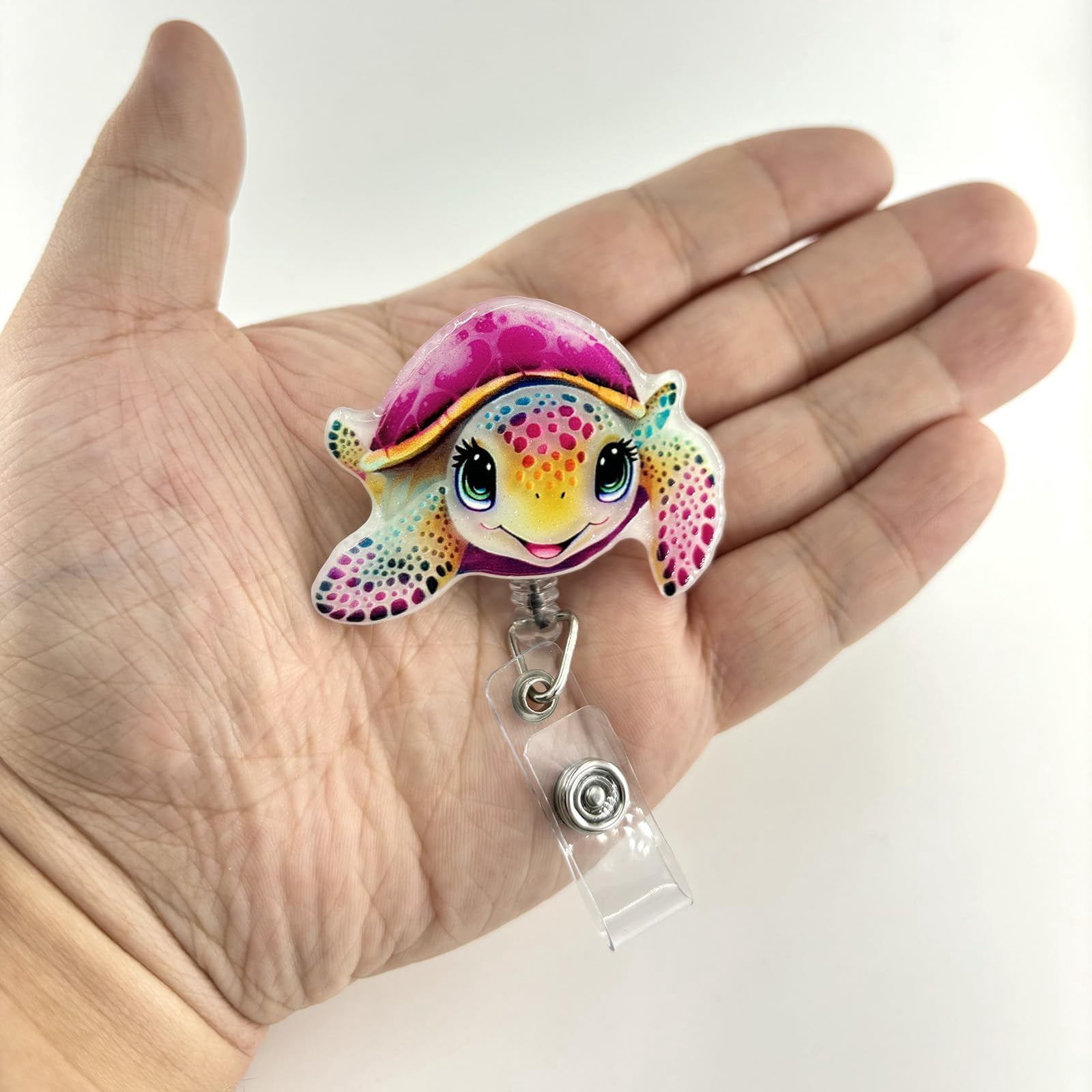 Funny Turtle Badge Reel, Cute Retractable ID Card Badge Holder  Cartoon ID Name Tag Holders Work Badge Clip for Teachers, Students,Workers Graduation, Back to School, Christmas, Birthdays Gifts- 2pc