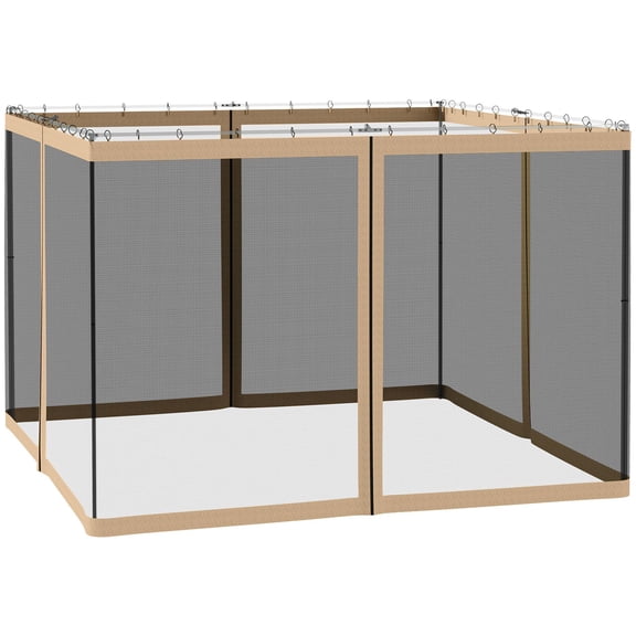 Beige Replacement Mesh Sidewall Netting with Zippers for 10x10 Gazebos and Canopy Tents