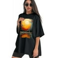 thumbnail image 3 of Plus Size Shirt for Women Black Tops for Women Oversized Short Sleeves Shirt for Women Pink Tulips T Shirt Crewneck Shirt for Women XL, 3 of 5