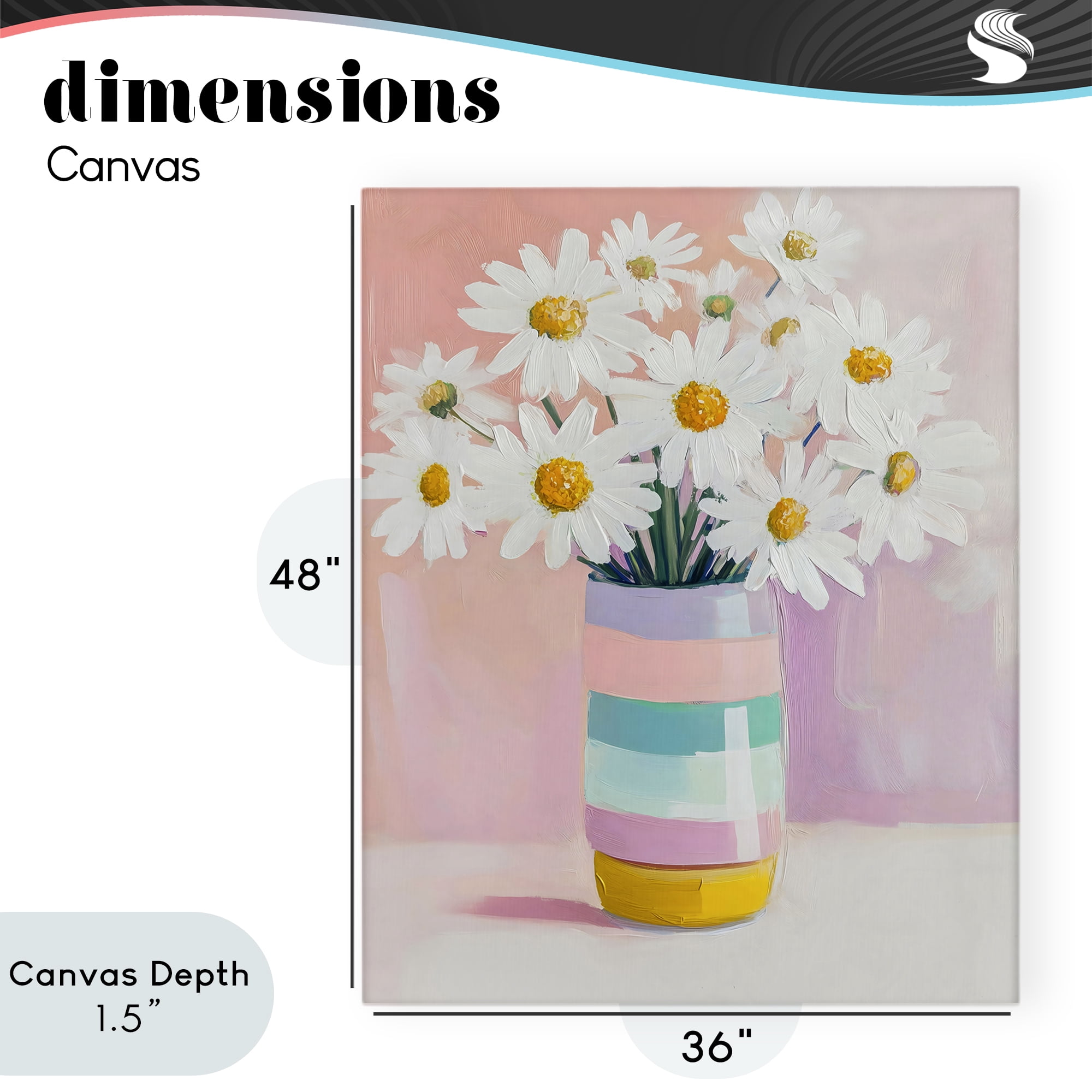Stupell Industries Daisies in Striped Vase Canvas Wall Art, design by The Prints Vibe