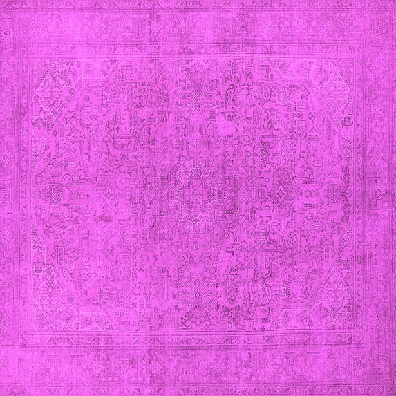 Ahgly Company Indoor Square Oriental Pink Industrial Area Rugs, 6' Square