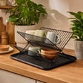 thumbnail image 5 of Folding Dish Drying Rack, 3 Tier Stainless Steel Countertop Utensil Organizer, Space Saving Dish Drainer Organizer for Dishes Bowls, Plates Cups, 5 of 6