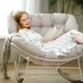 thumbnail image 3 of Grand Patio Royal Adult Steel Frame Indoor/Outdoor Rocking Chair with Padded Cushion, Beige, 3 of 10