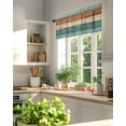 thumbnail image 3 of Vintage Wood Grain Valances for Windows Teal Turquoise Brown Stripe Board Farmhouse Valance Rod Pocket Short Window Treatments Curtains for Kitchen Bathroom Living Room Bedroom, 42 x 12 Inch, 3 of 7