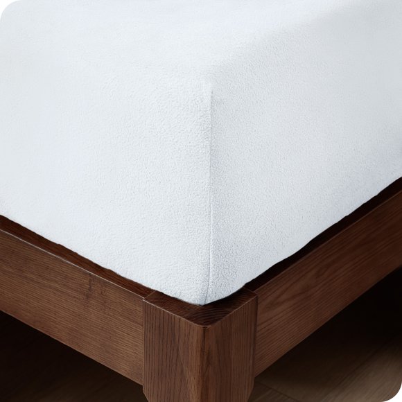 Bare Home Cozy Fleece Fitted Sheet - Extra Plush Polar Fleece - Deep Pocket Bed Sheet - King, White