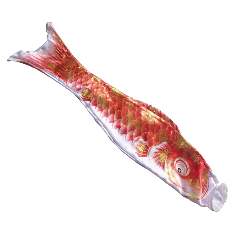 110cm Golden Red Windsock Artificial Silk Flag Koi Nobori Fish Flag 