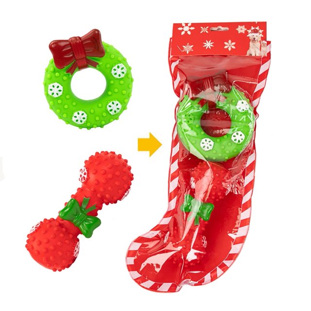 Juguetes chirriantes para perros, lindos juguetes de peluche para perros pequeños, medianos y grandes, 2 piezas de juguetes para masticar para perros agresivos (barra y dona)