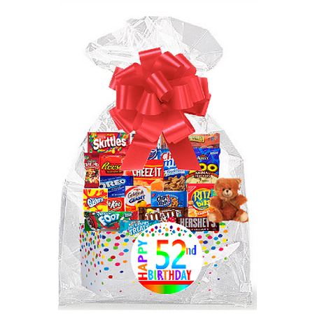CakeSupplyShop Item#052BSG Happy 52nd Birthday Rainbow Thinking Of You Cookies, Candy & More Care Package Snack Gift Box Bundle Set - Ships