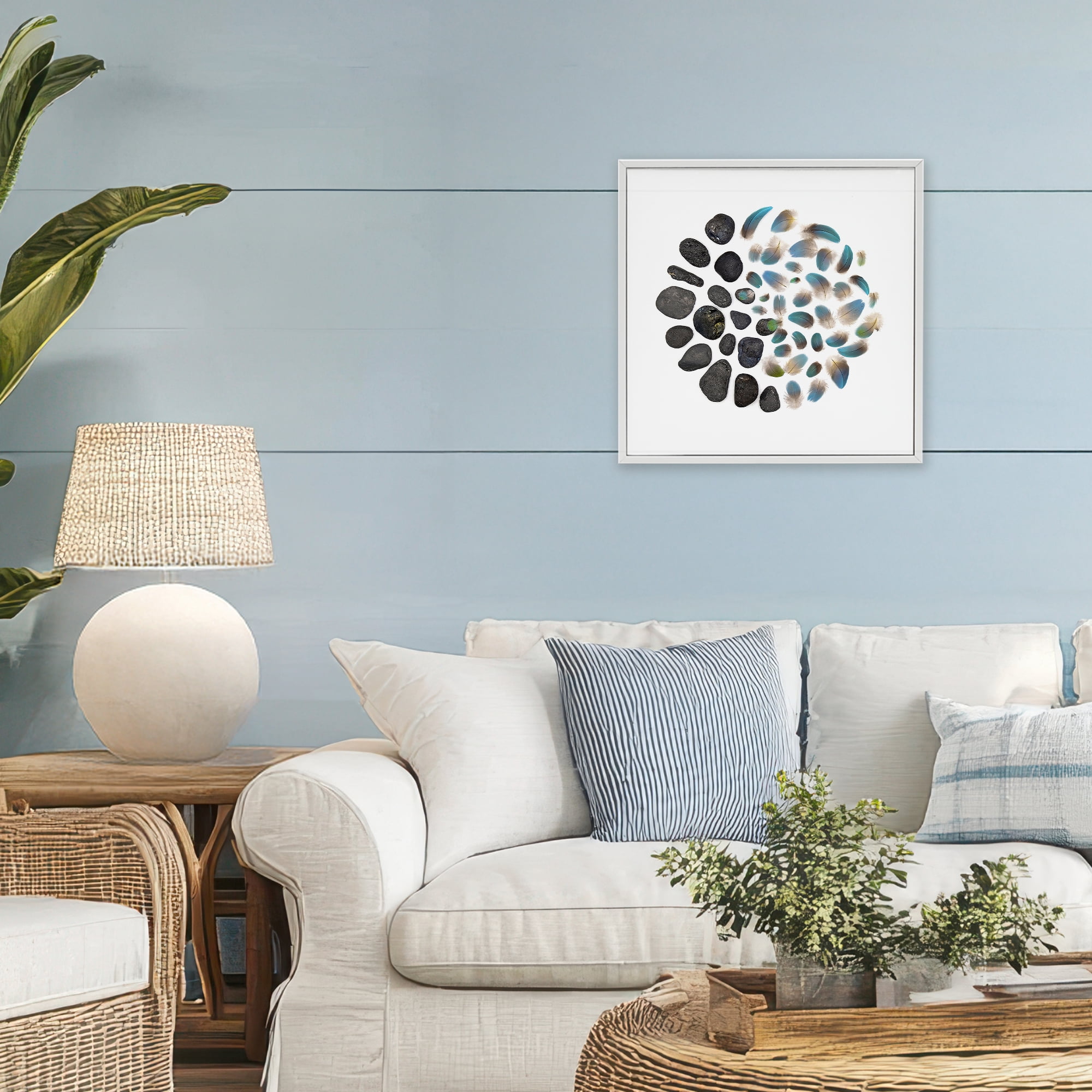 Stupell Industries Feathers & Rocks Collection White Framed Giclee Art, design by Beth Adoette