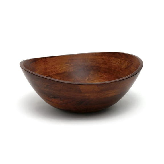 Lipper International 294 Cherry Finished Wavy Rim Serving Bowl for Fruits or Salads, Matte, Large, 13" x 12.5" x 5", Single Bowl