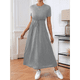 thumbnail image 4 of Vestido Informal de Corta para Mujer, con Bolsillos, Color Gris, Talla M, 4 of 9
