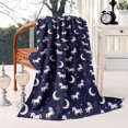 thumbnail image 2 of Dark Blue Cartoon Unicorn Moon Star Pattern Blanket,Comfortable Soft Lamb Wool Throw Blanket,All Season,Warm Lightweight Blankets for Sofa Bed Couch Living Room Chair,60"x80", 2 of 4