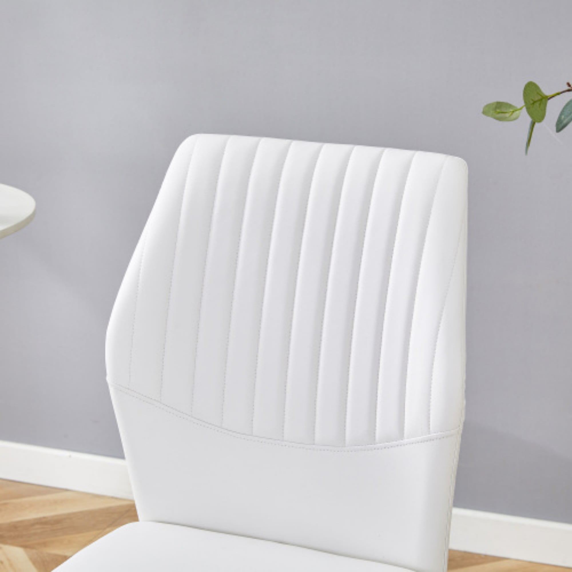 SUDICA Dining Chairs Set of 4,Modern Dining Room Chairs Set of 4,Faux Leather Dining Chairs with Gold Metal Legs,Sturdy White Kitchen Chairs Ideal for Dining Room,Kitchen,Living Room