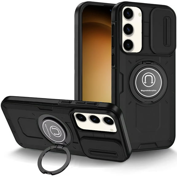 For Samsung Galaxy S21 Ultra Build in Invisible Magnetic Ring Stand with Slide Camera Protector, fit Magnetic Car Mount [Compatible with MagSafe] Cover, XPM Phone Case [Black]