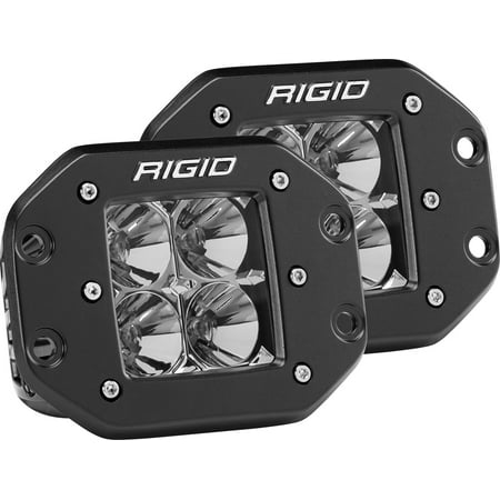 Solo Seat Rigid Mounting Rigid Industries 212113 D-Series Pro Flood Light; Flush Mount; Hybrid; 4 White LEDs; Black Square Housing; Set Of 2; ()