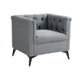 thumbnail image 4 of Velvet Upholstered Tufted Nailhead Living Room Accent Chair With Spindly Legs Grey, 4 of 5