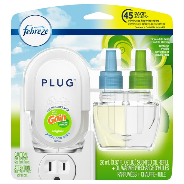 Febreze Plug OdorEliminating Air Freshener, Gain, Starter Kit