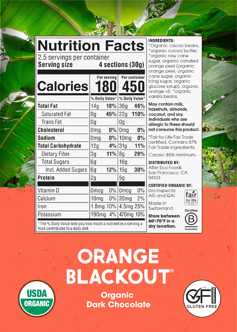 (Pack of 12), Alter Eco Orange Blackout Organic Dark Chocolate, 2.65 oz