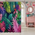 thumbnail image 2 of Manfei Hawaiian Leaves Shower Curtain 72Wx72L,Tropical Botanical Plants Bathroom Curtain, 2 of 6