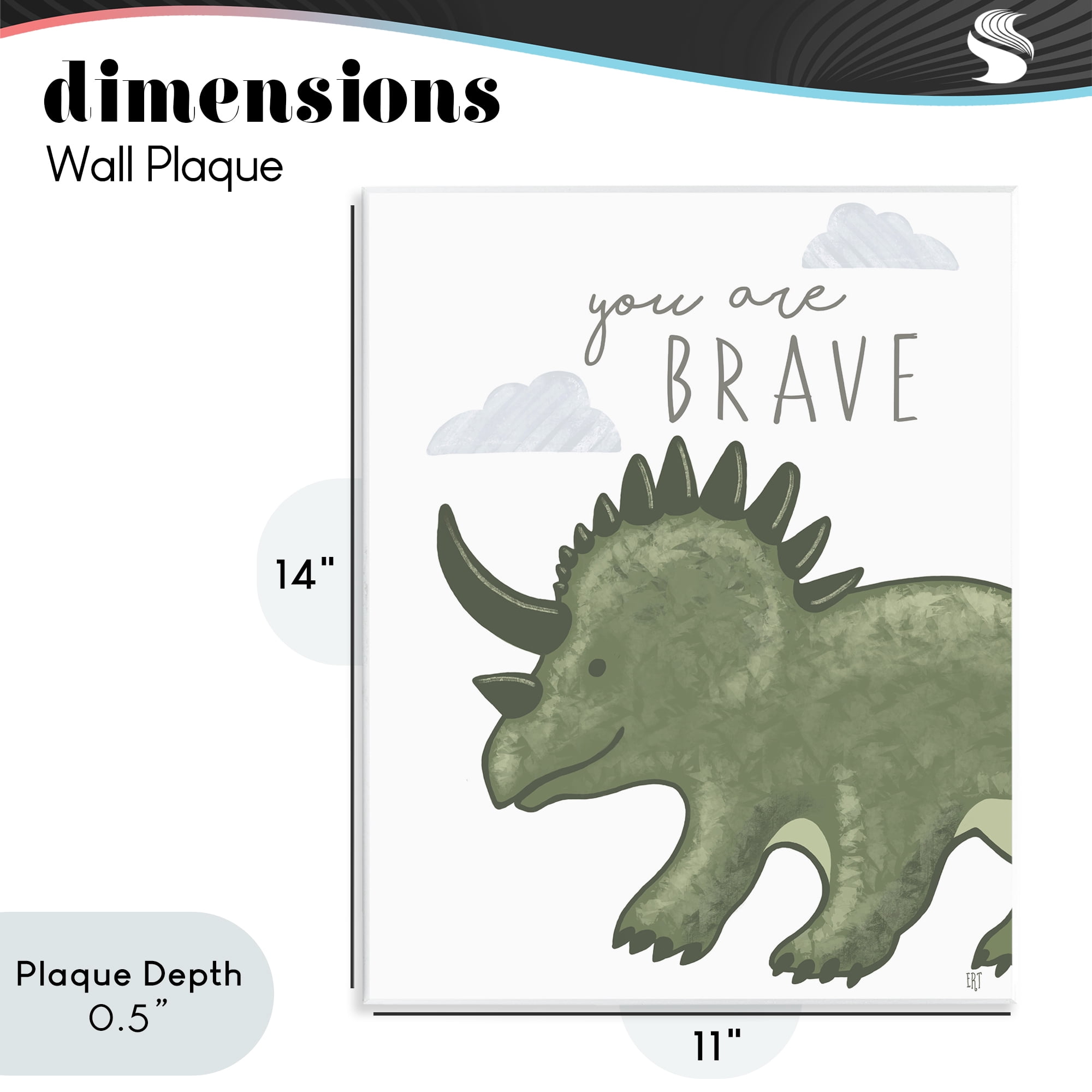 Stupell Industries You Are Brave Dinosaur Wall Plaque Art, design by Elizabeth Tyndall