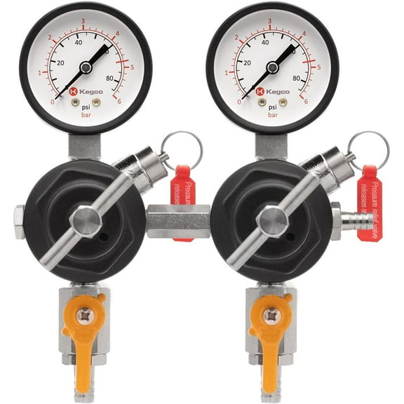 Kegco Secondary Regulator, Double Gauge, Black