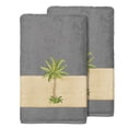 thumbnail image 3 of Authentic Hotel and Spa  Turkish Cotton Palm Tree Embroidered Charcoal Grey Bath Towels (Set of 4), 3 of 4