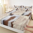 thumbnail image 3 of Homewish Animal Cattle Print 4 Pieces Queen Sheet Sets for Teenagers,Retro Vintage Aesthetic Ultra Soft Flat Sheet,Geometric Plaid Grid Patchwork Queen Fitted Sheet,Breathable Home Decor, 3 of 7