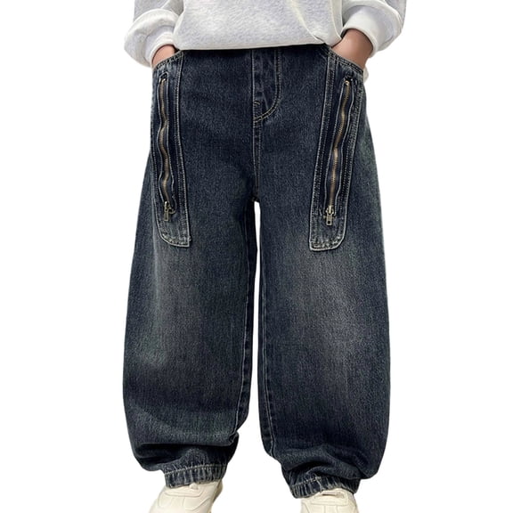 oqasdz Boys Jeans Straight Leg Pants Trousers for Everyday Wear Classic Denim Pants for Kids Youth Versatile Casual Dailywear
